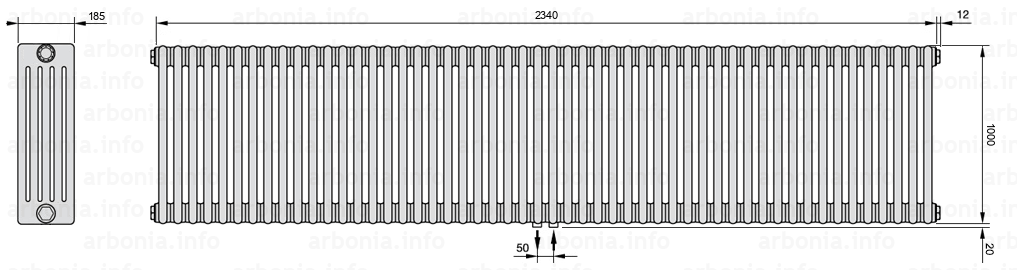 Схема (чертеж) Радиатор Arbonia 5100/52 №96